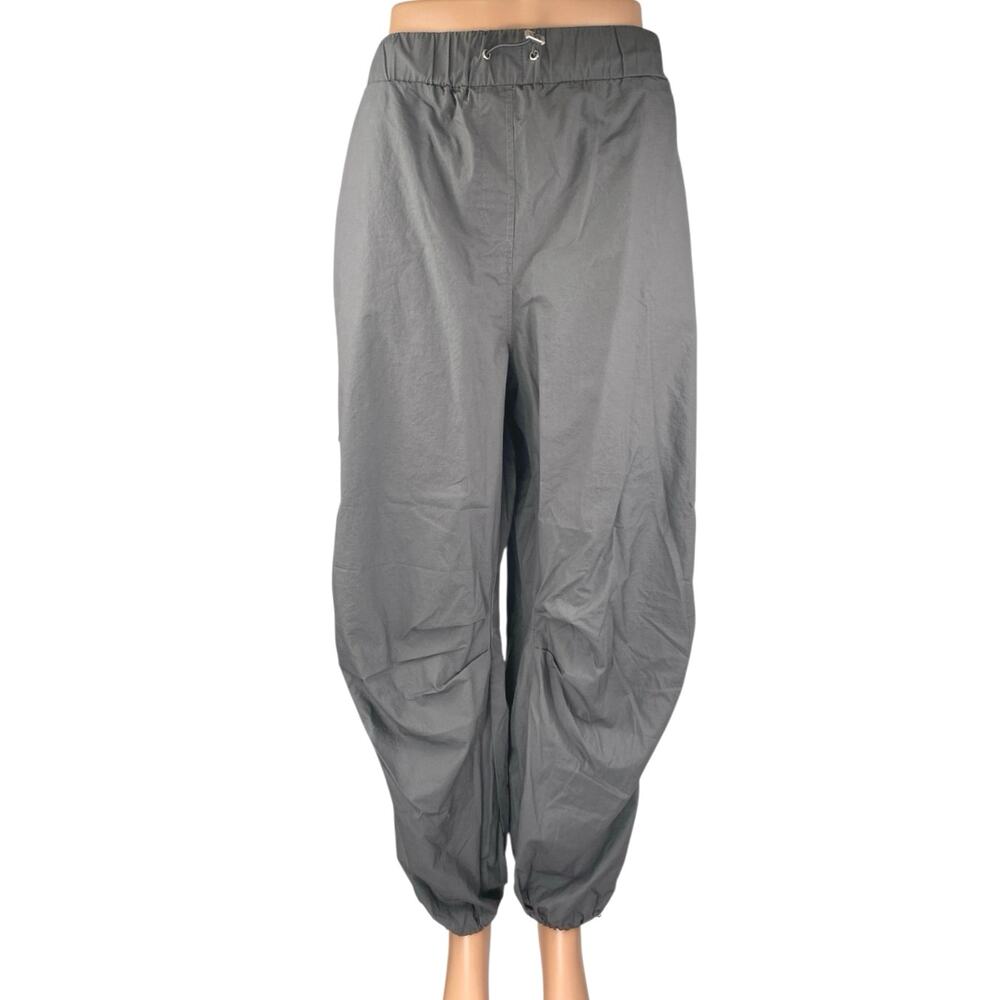 Next Women's Black Drawstring Tapered Wide Leg Windbreaker Jogger Pants Size L